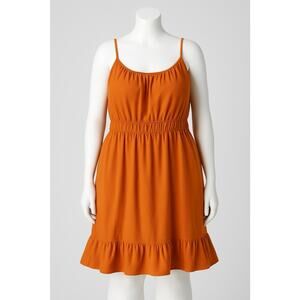 Absolutely Love It Dress Women’s 3X Orange Sundress Spaghetti Strap Ruffle Hem